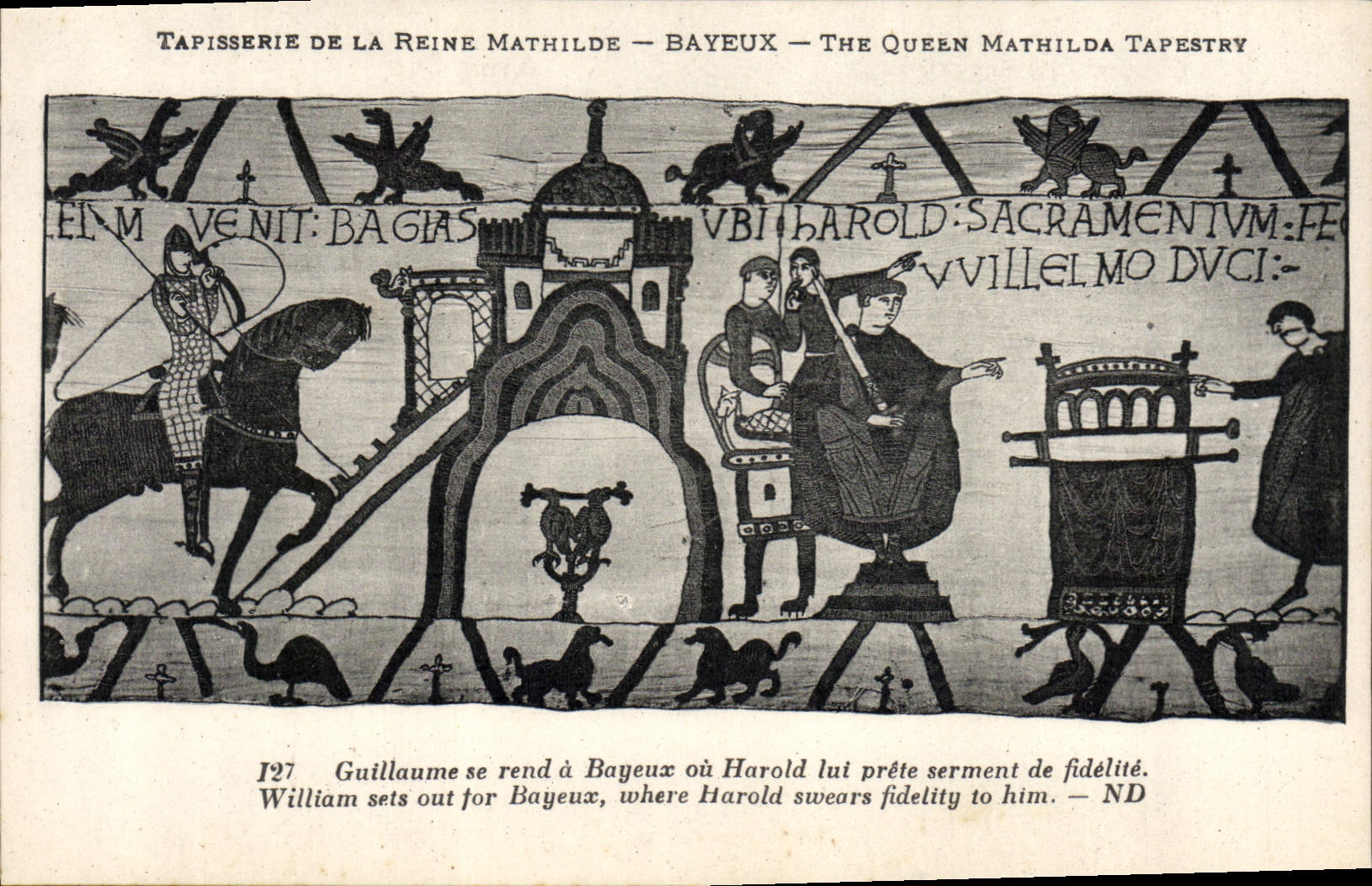 Tapisserie de la Reine Mathilde — Bayeux — The Queen Mathilda Tapestry — scene of Harold's oath to William