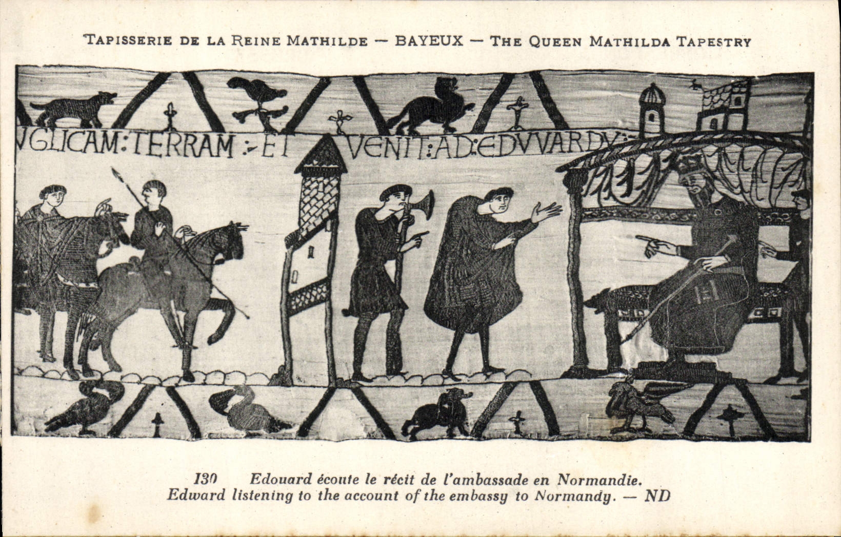 CPA Tapisserie de la Reine Mathilde Bayeux Edouard ecoute le recit de l'ambassade en Normandie
