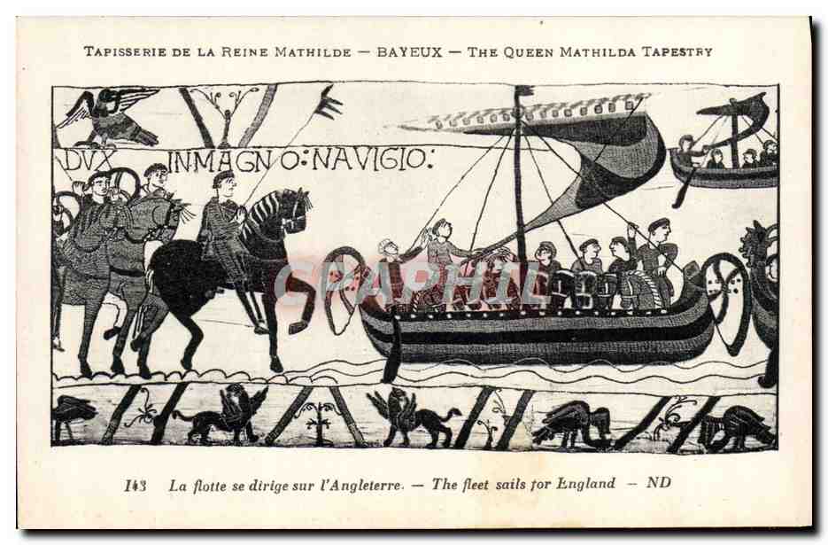 Tapisserie de la Reine Mathilde — Bayeux — La flotte se dirige sur l'Angleterre — n°143