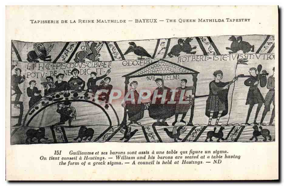 Tapisserie de la Reine Mathilde — Bayeux — The Queen Mathilda Tapestry — scène du conseil de Guillaume à Hastings — n°151