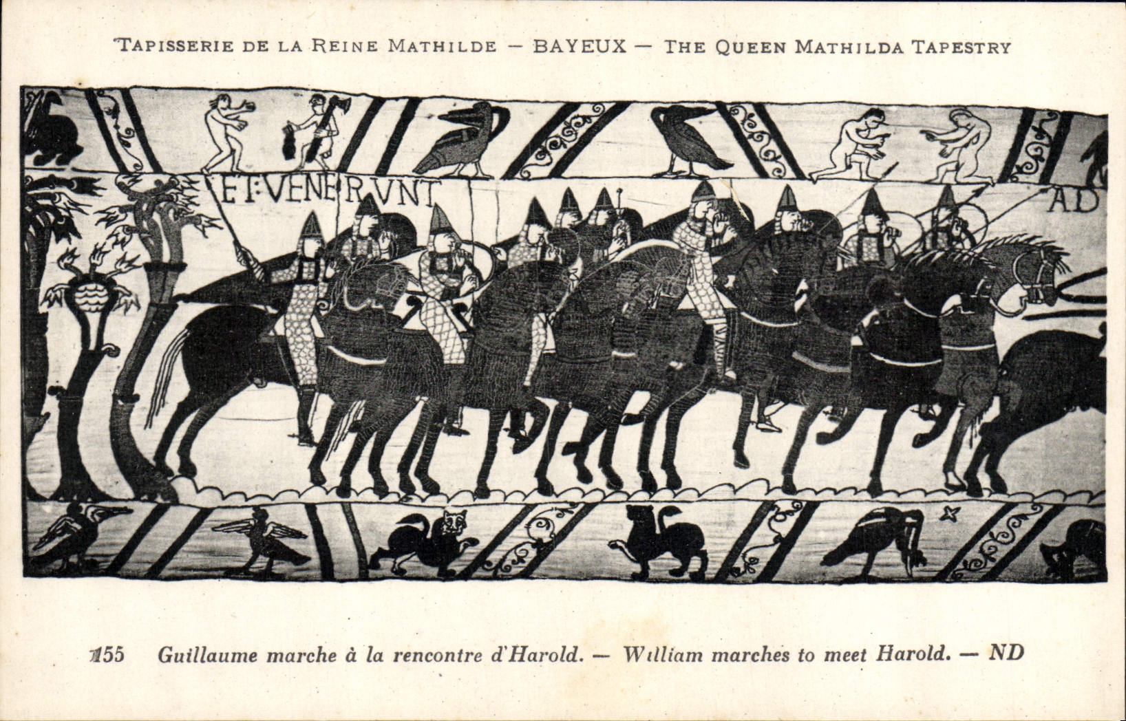 Tapisserie de la Reine Mathilde — Bayeux — The Queen Mathilda Tapestry — scène : Guillaume marche à la rencontre d'Harold — n° 155