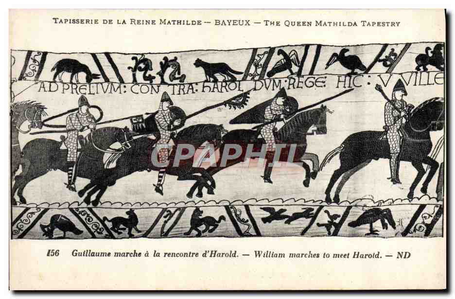 Tapisserie de la Reine Mathilde — Bayeux — The Queen Mathilda Tapestry — scène de Guillaume marche à la rencontre d'Harold