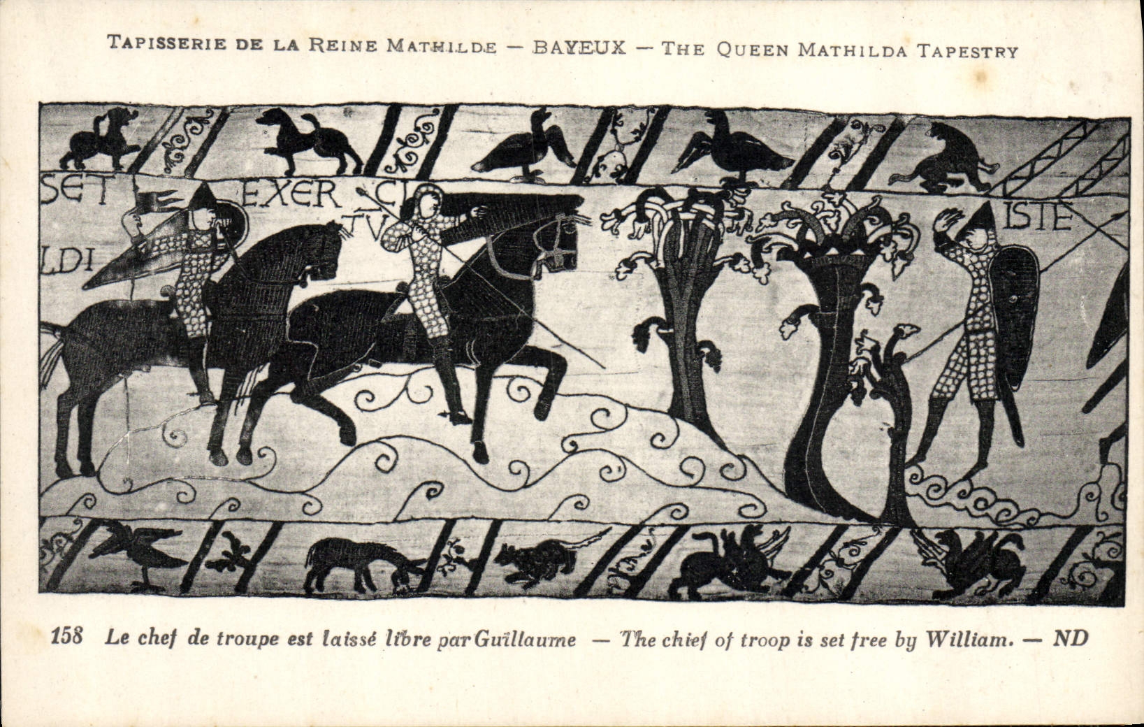 Tapisserie de la Reine Mathilde — Bayeux — The Queen Mathilda Tapestry — scène 158 : Le chef de troupe est laissé libre par Guillaume