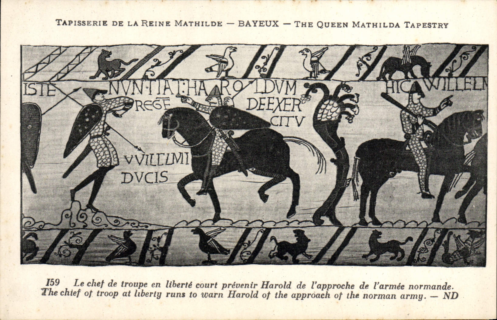 CPA Tapisserie de la Reine Mathilde Bayeux Le chef de troupe en liberte court prevenir Harold