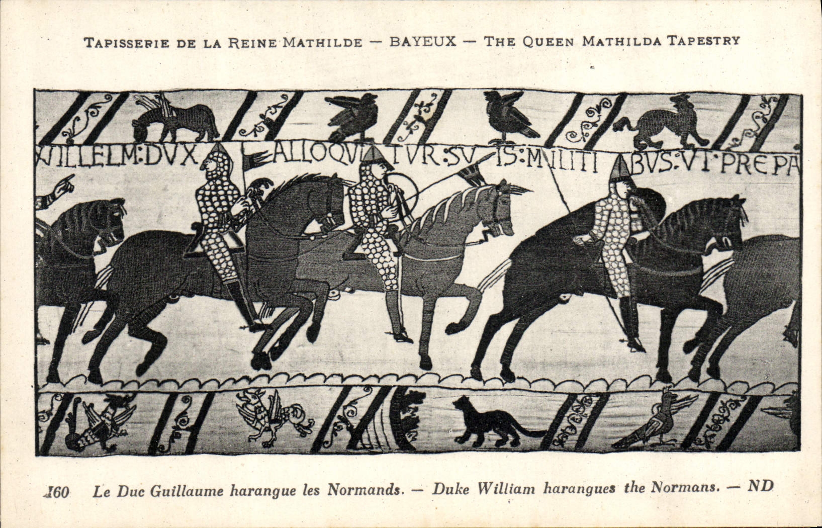 Tapisserie de la Reine Mathilde — Bayeux — The Queen Mathilda Tapestry — scène du Duc Guillaume haranguant les Normands — n°160