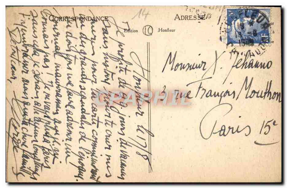 Honfleur — Ansicht der Lieutenant und des Hafens — LL — Rückseite