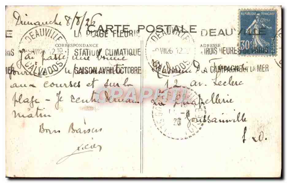 CPA Deauville La Potiniere  — Verso
