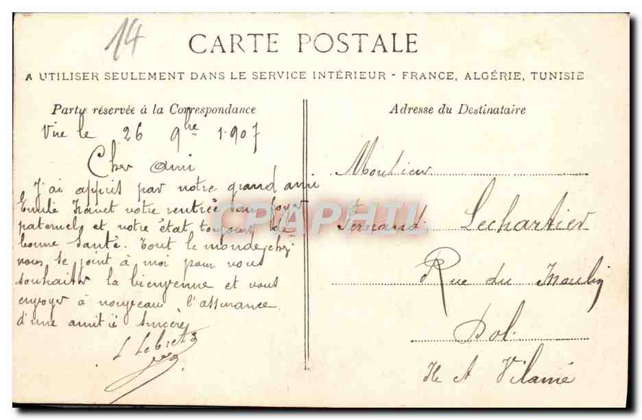 CPA Saint Germain De Tallevende Curieuese cour de ferme renfermant d'enormes masses granitiques — Rückseite