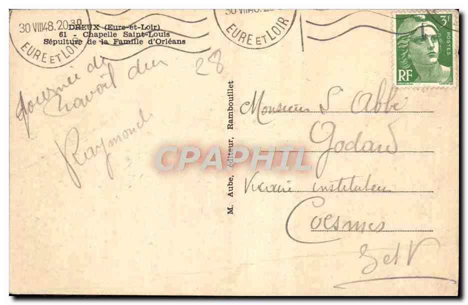 Chapelle Saint-Louis — Sépulture de la Famille d'Orléans — M. Aube, éditeur — Rückseite