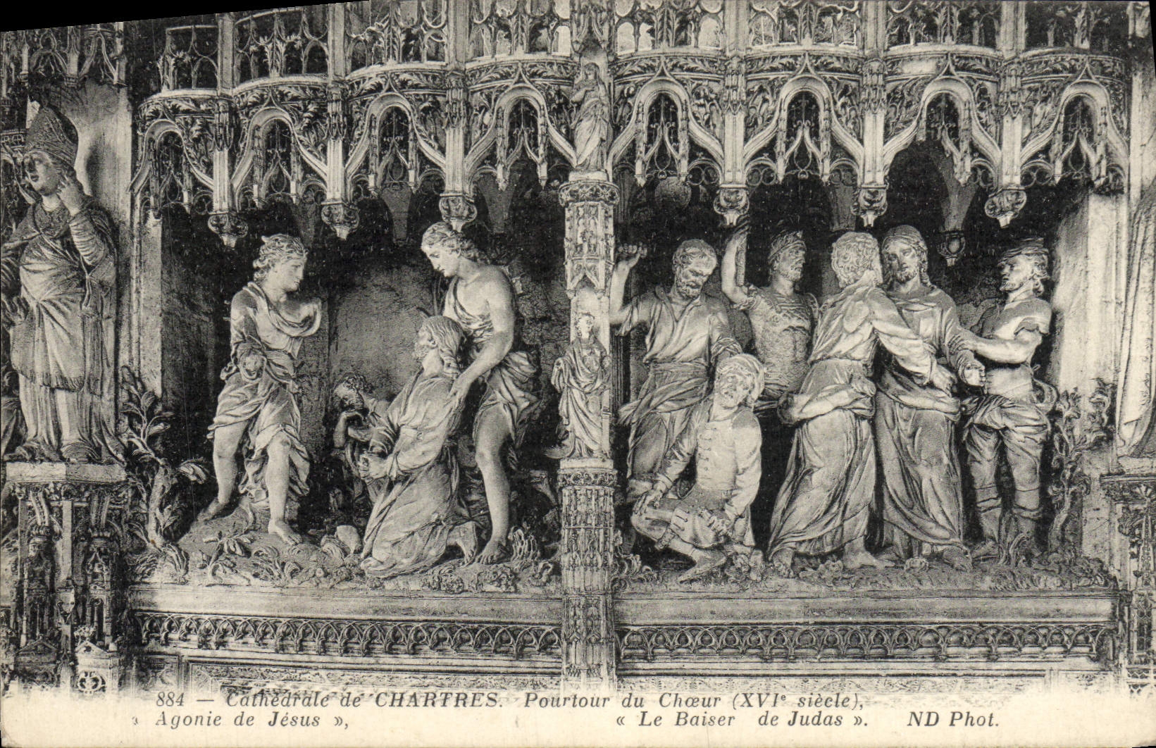 CPA Cathedrale de Chartres Pourtour du choeur Agonie de Jesus Baiser de Judas