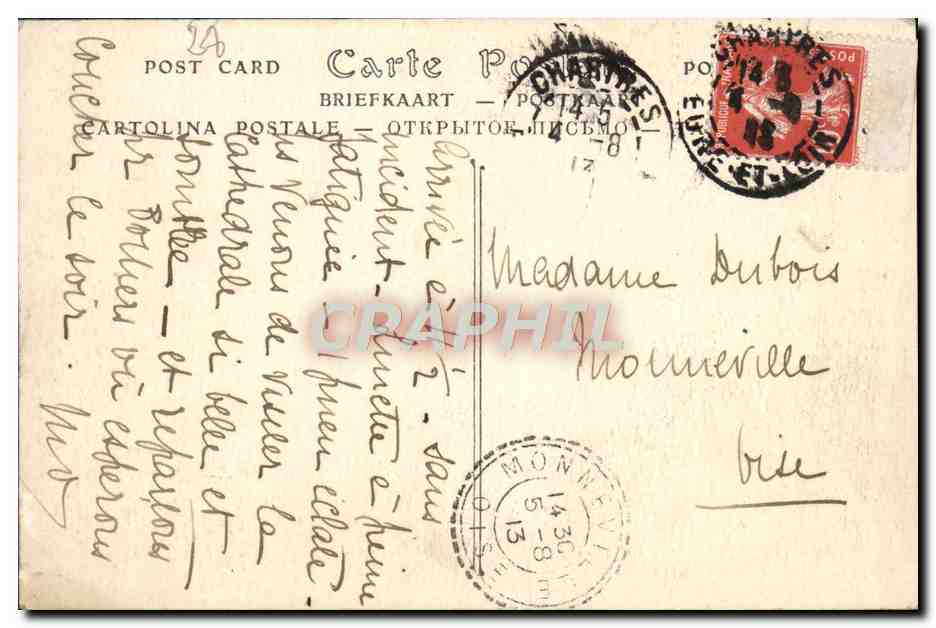 CPA Chartres La Cathedarle  — Verso