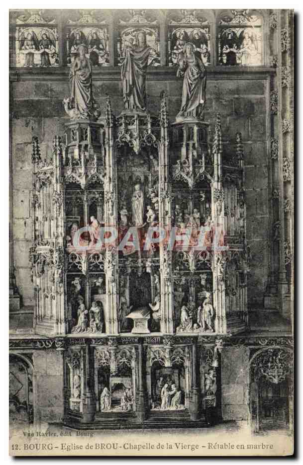 CPA Bourg Eglise de Brou Chapelle de la Vierge Retable en marbre