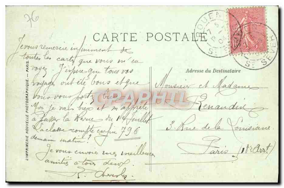 CPA Rouen L'Hotel de Ville  — Verso