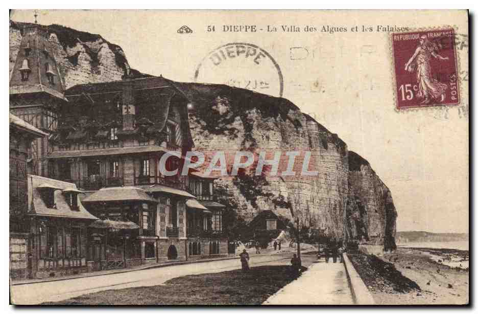 CPA Dieppe La Villa des algues et les Falaises 