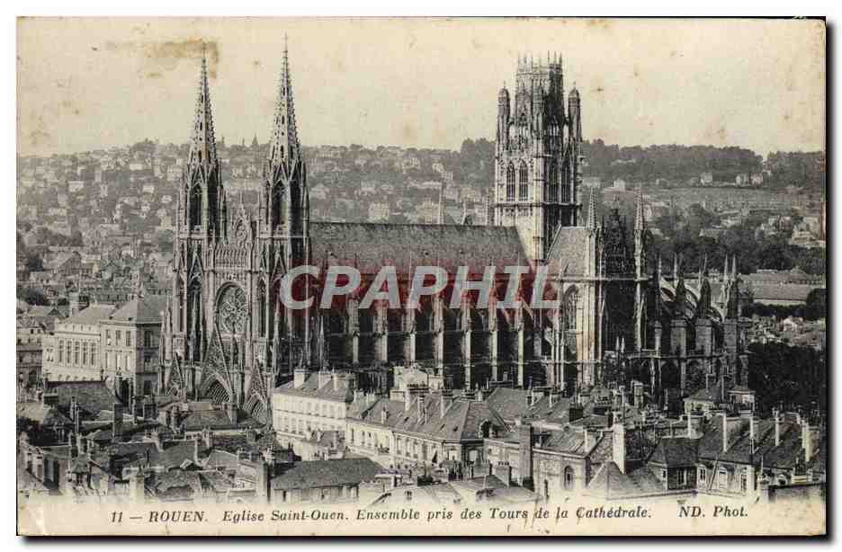 CPA Rouen Eglise Saint Ouen Ensemble pris des tours de la cathedrale