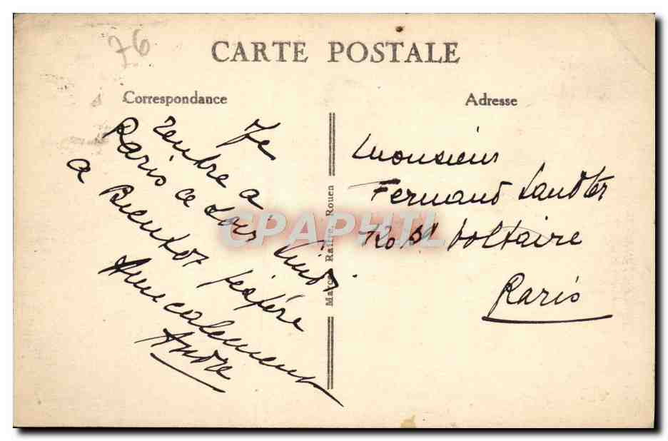 CPA Rouen Place Carnot vue des Quais et du Pont Boieldieu — Verso