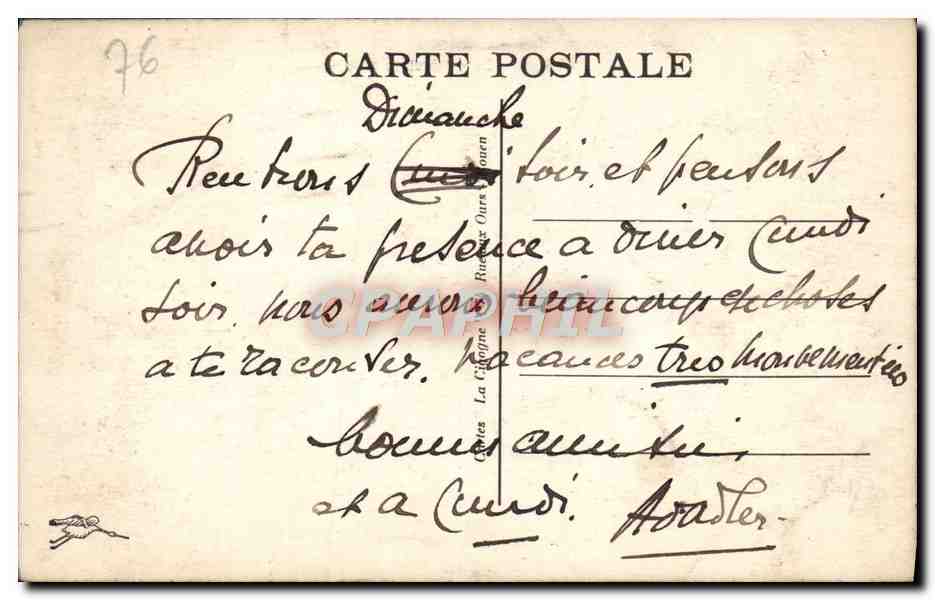 CPA Rouen Hotel de Ville  — Verso