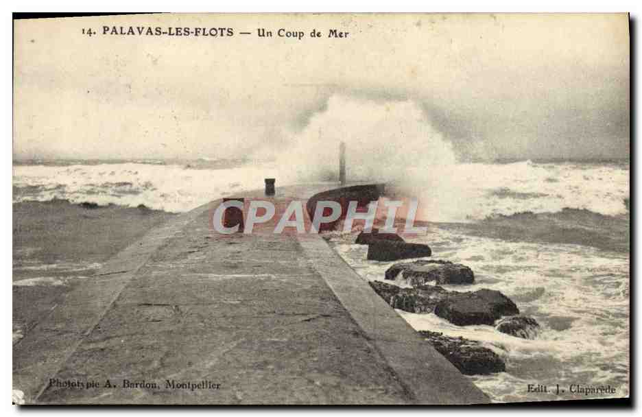 Palavas-les-Flots — Un Coup de Mer — Phototypie A. Bardon, Montpellier — Edit. J. Claparède