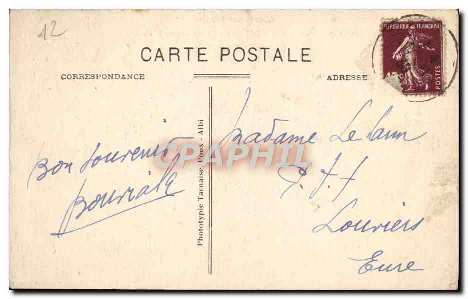 CPA St Rome du Tarn Les Petites Cascades le Viaduc et le vieux Moulin — Rückseite