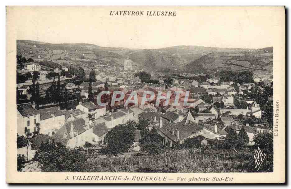 CPA Villefranche de Rouergue Vue generale Sud Est 