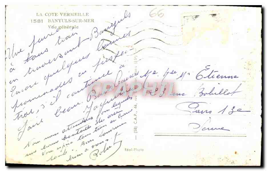 CPM Banyuls Sur Mer Vue Generale — Verso