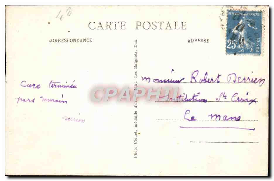 CPA Dax La Fontaine Chaude Attelage Chevaux  — Rückseite