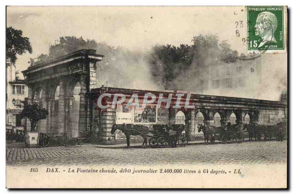 CPA Dax La Fontaine Chaude Chevaux 