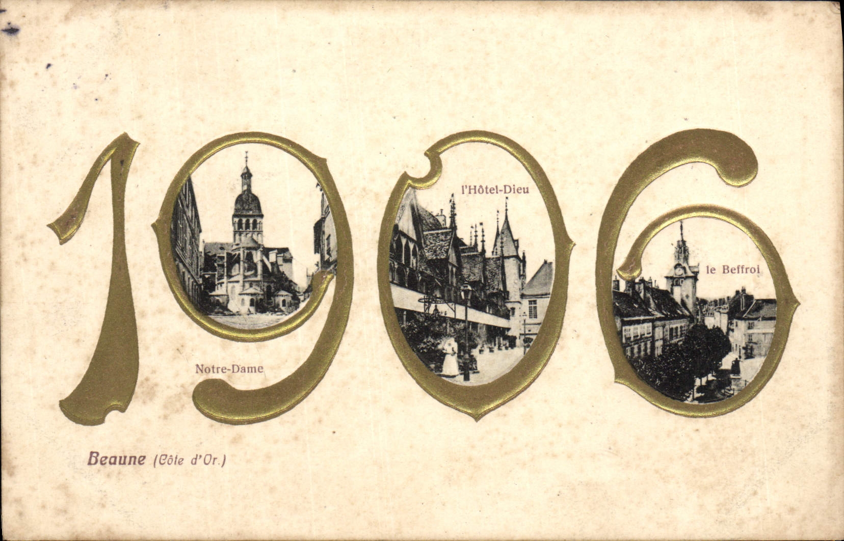 Beaune (Côte d'Or) — vue panoramique des monuments en 1906 — A. Cretin-Pellion, édit. 8782