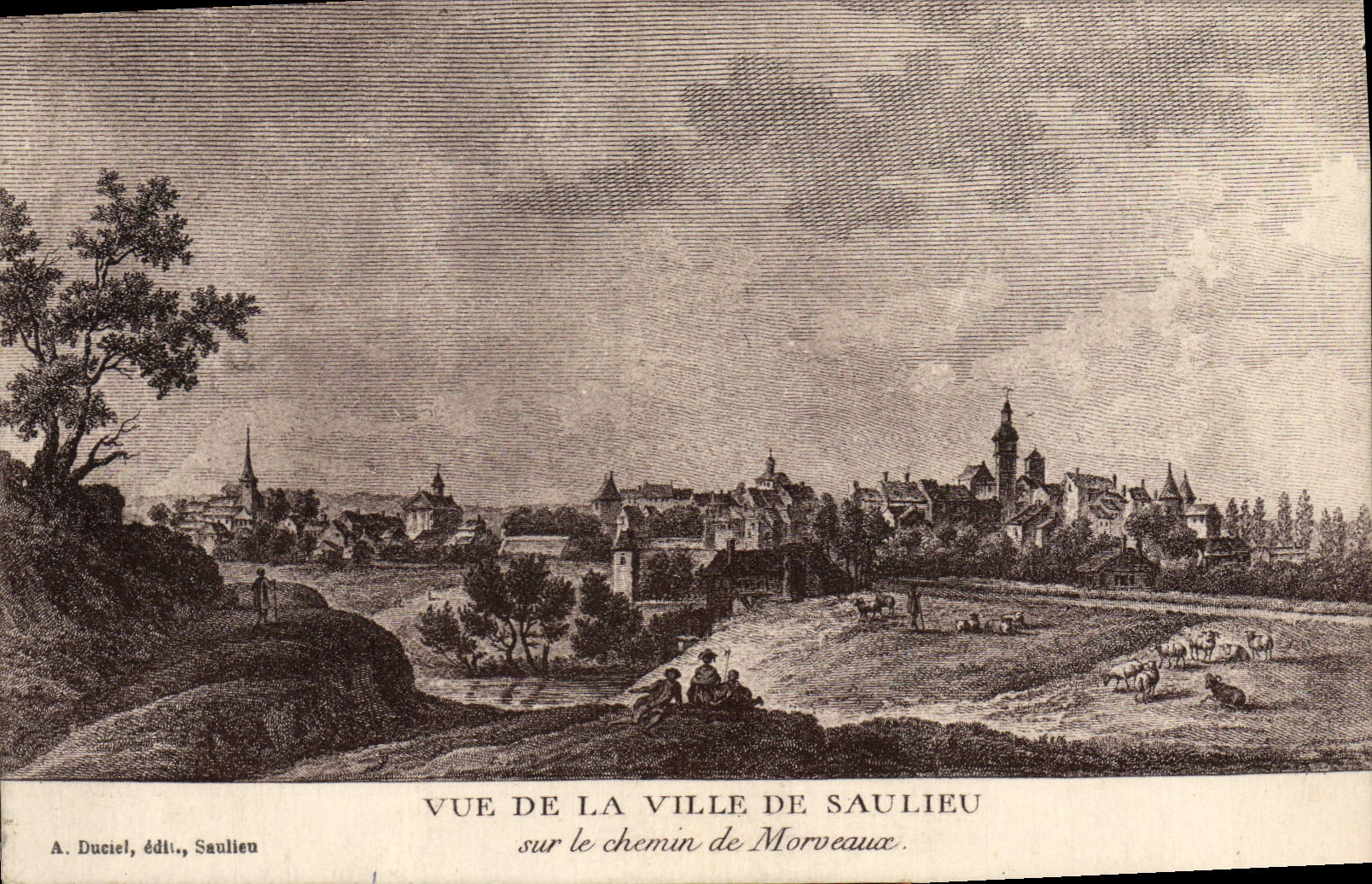 CPA Vue de la ville de Saulieu sur le chemin de Morveaux 
