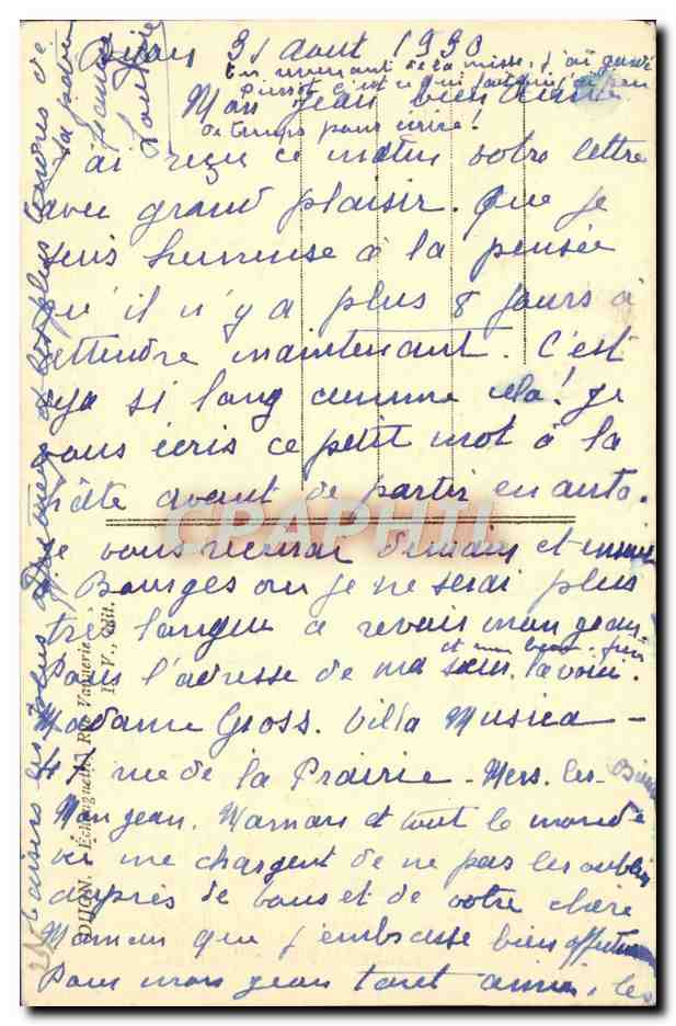 CPA Dijon Echauguette — Verso