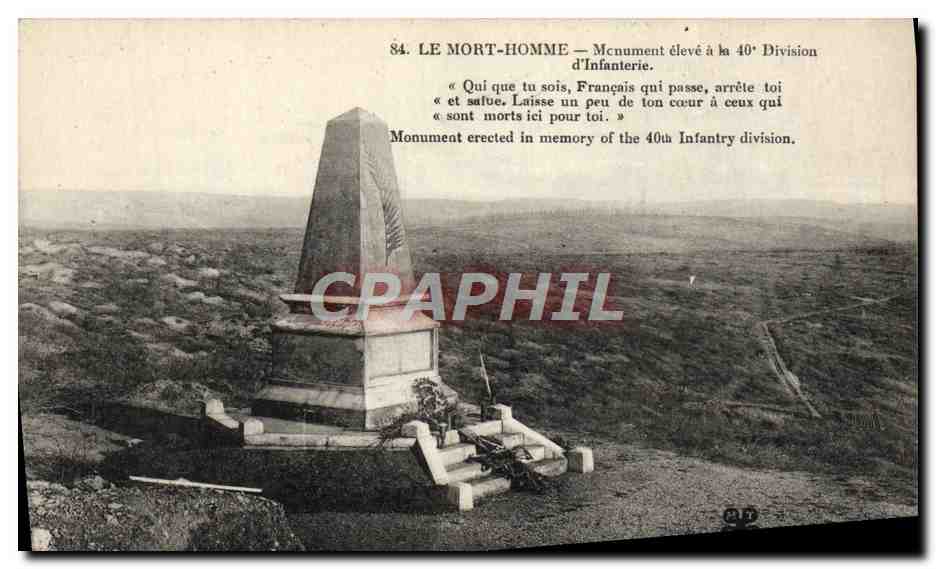 CPA Le Mont Homme Monument eleve a la 40eme division d'infanterie Militaria 