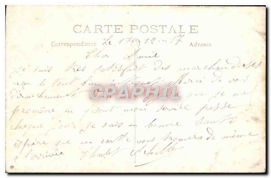 Église en ruine — Tour clocher avec horloge — Carte postale ancienne — Rückseite