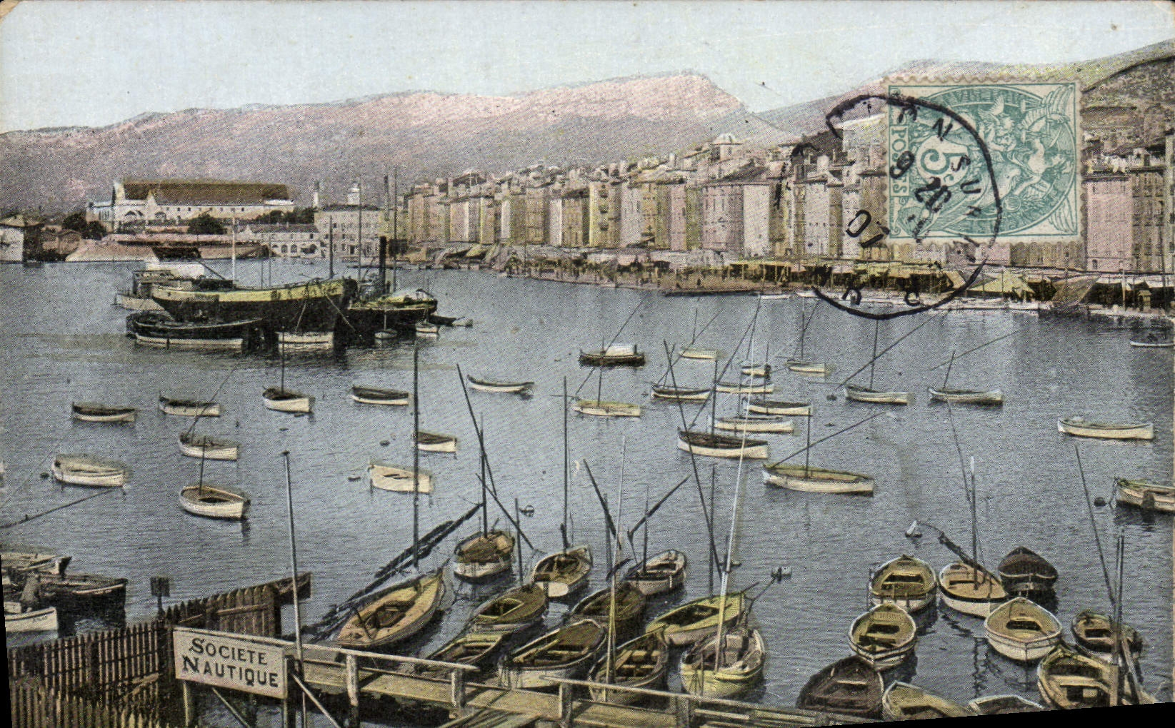 Port de Toulon — vue du port avec la Société Nautique — éditeur AQUA-PHOTO L.V. & Cie