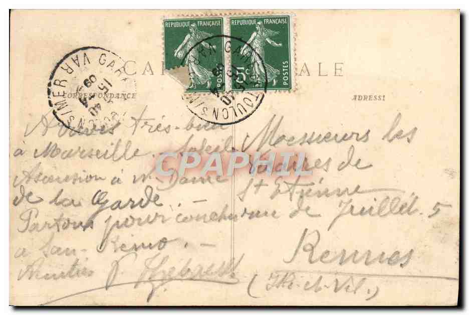 Marseille - Le Palais de Justice — éditeur inconnu, n° 4 — Rückseite
