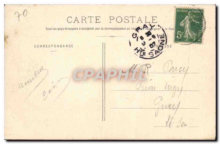 CPA Chariez Rochers de Gradion Environs de Vesoul — Rückseite