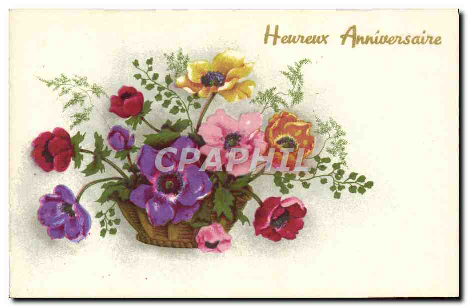 CPA Fantaisie Fleurs Heureux Anniversaire
