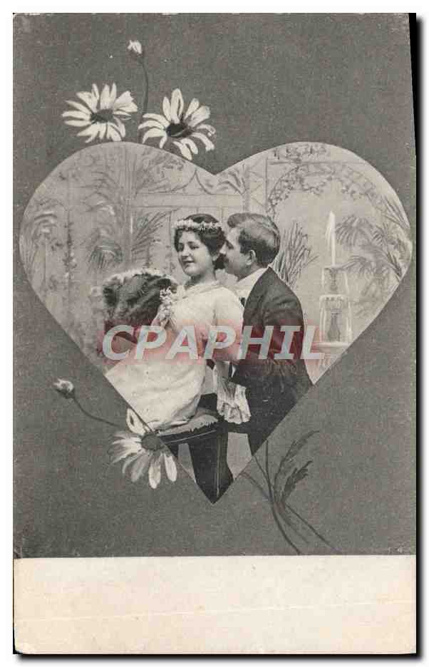 CPA Fantaisie Femme Coeur 