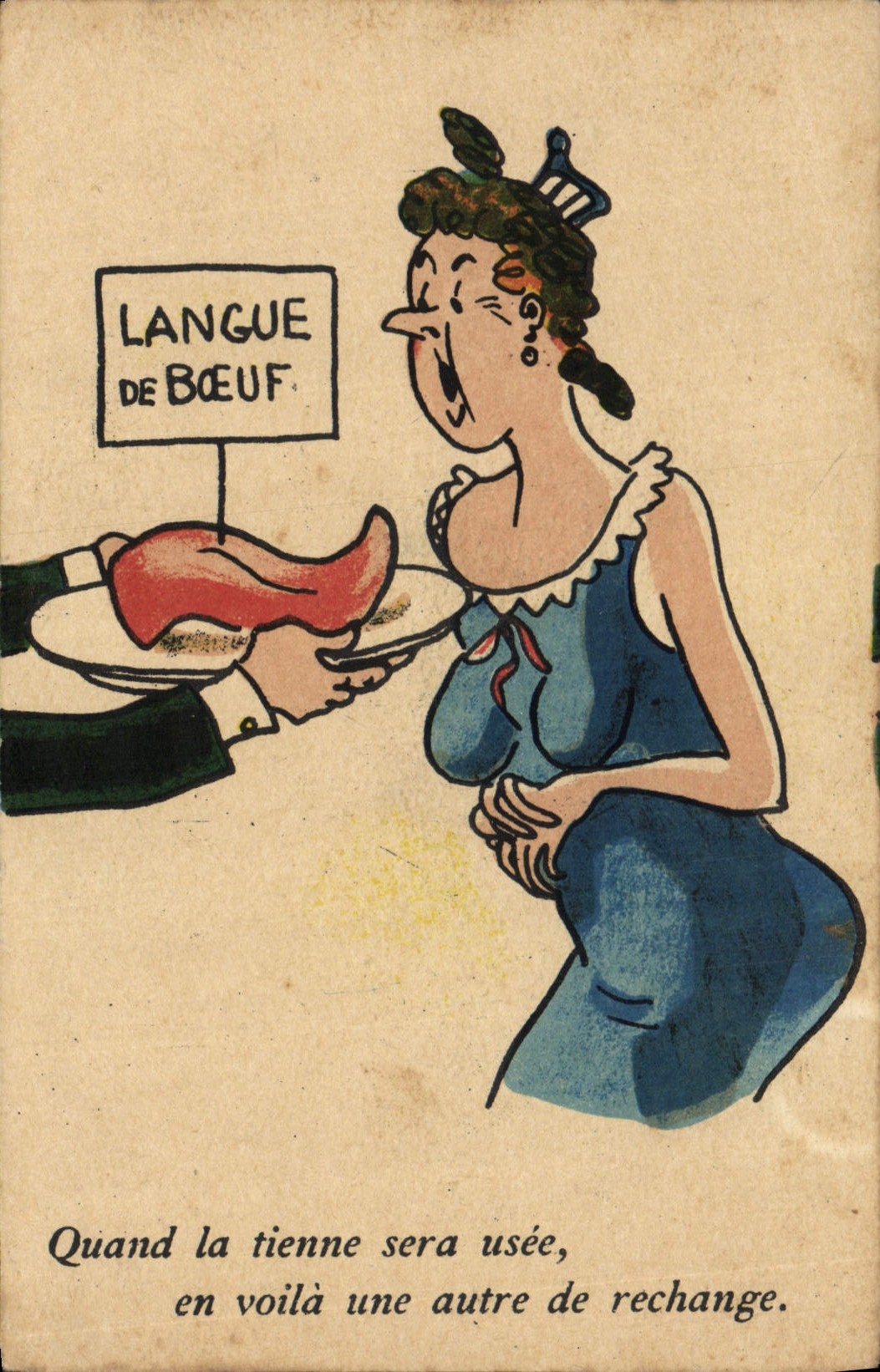 CPA Quand la Tienne Sera Usee Langue de boeuf Humour 