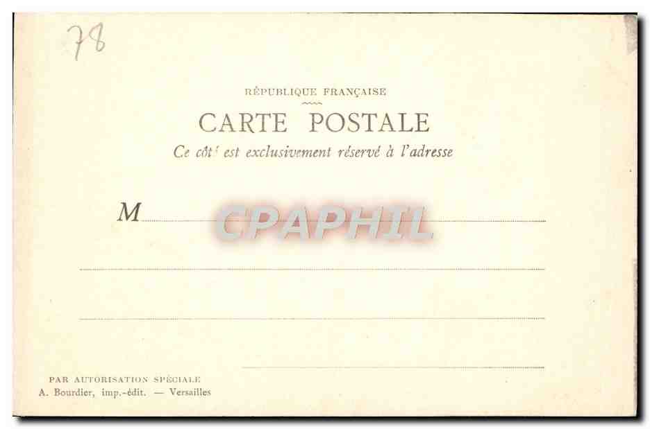 Puerta del Boudoir de María Antonieta — Castillo de Rambouillet — A. Bourdier, editor — Versalles — Reverso