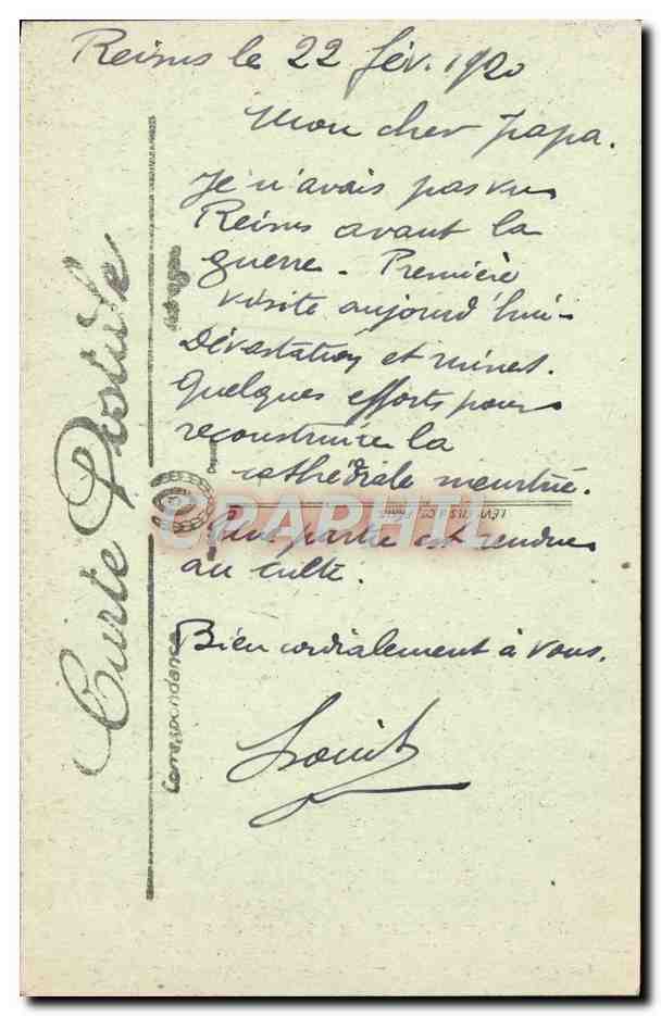 Les ruines de la Grande Guerre — Reims — Détail du portail gauche après l'incendie — Visé Paris n° 511 — Back