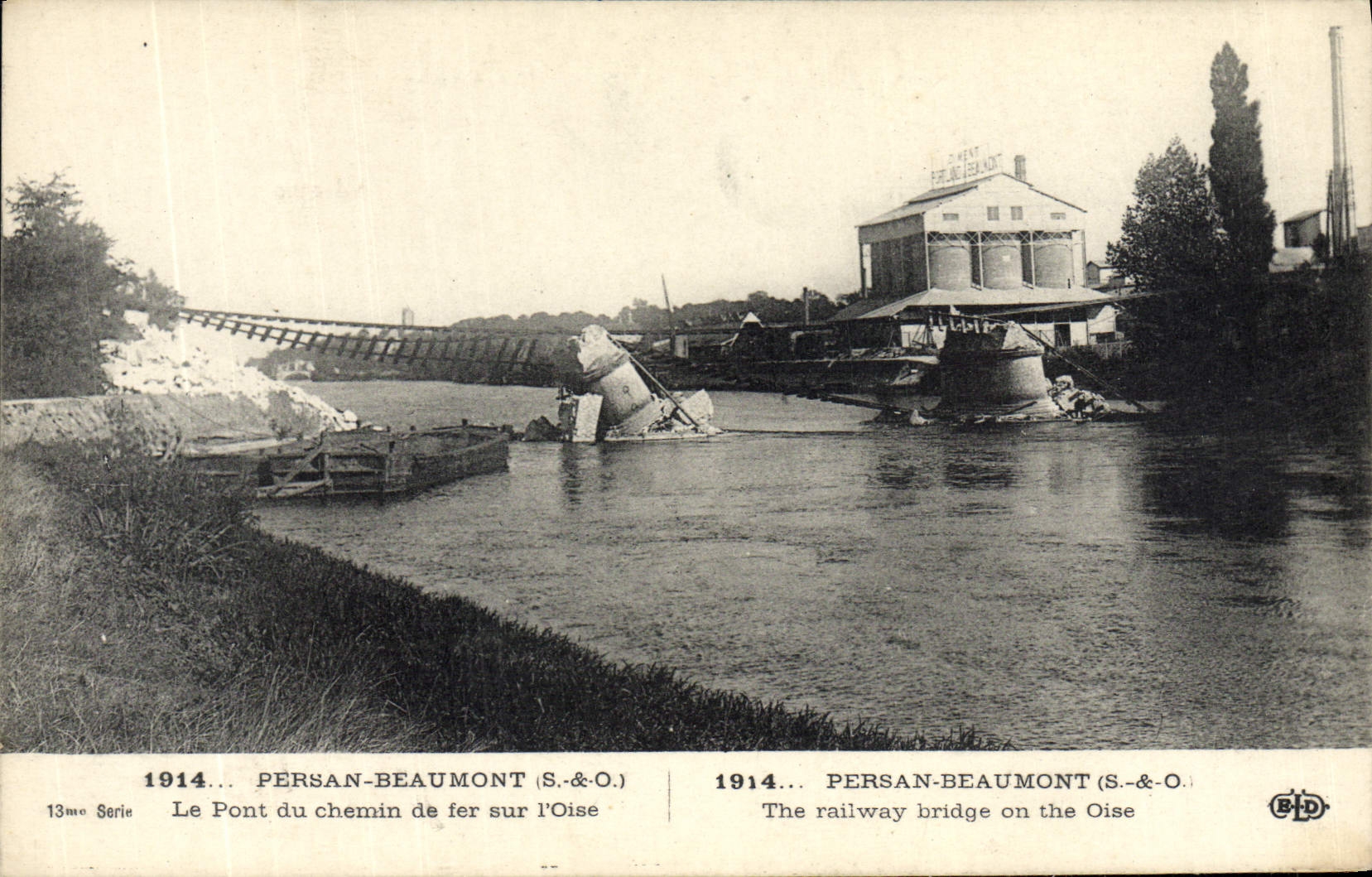 CPA Persan Beaumont Le Pont du Chemin de Fer Sur L'Oise Militaria 
