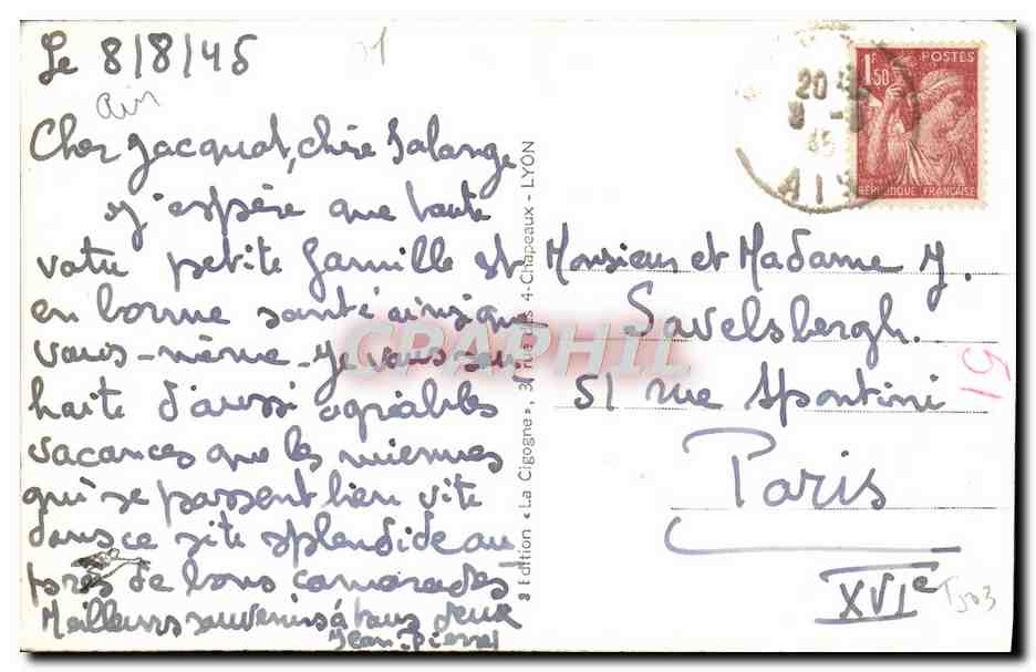 CPA Nantua Un Coin du Mail — Rückseite