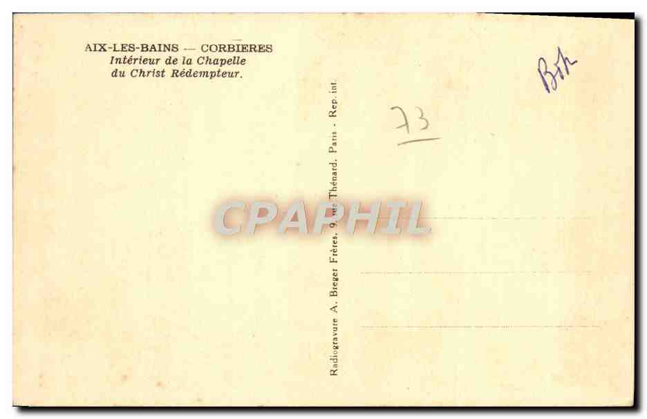 CPA Aix Les Bains Corbieres Interieur de la Chapelle du Christ redempteur — Verso