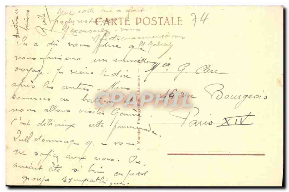 CPA Chamonix Mont Blanc Traversee De La Mer De Glace Alpinisme  — Verso