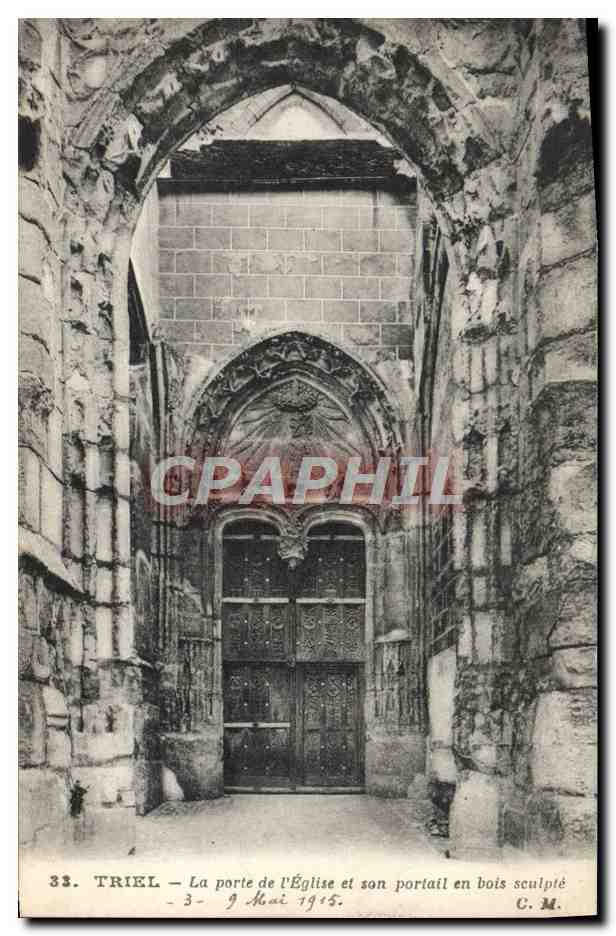 CPA Triel La Porte de L'Eglise et son Portail en bois Sculpte