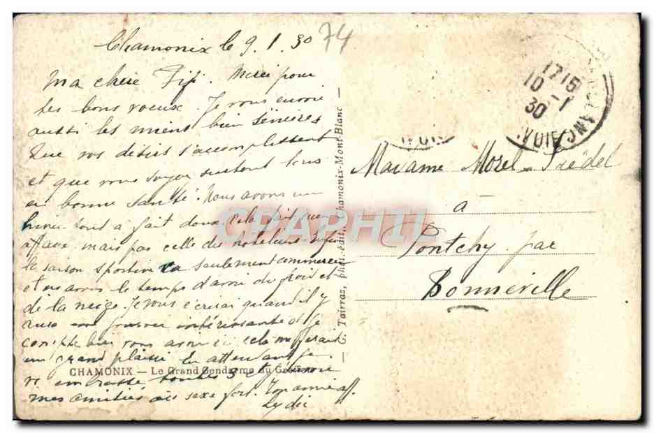 CPA Chamonix Le grand gendarme  — Verso