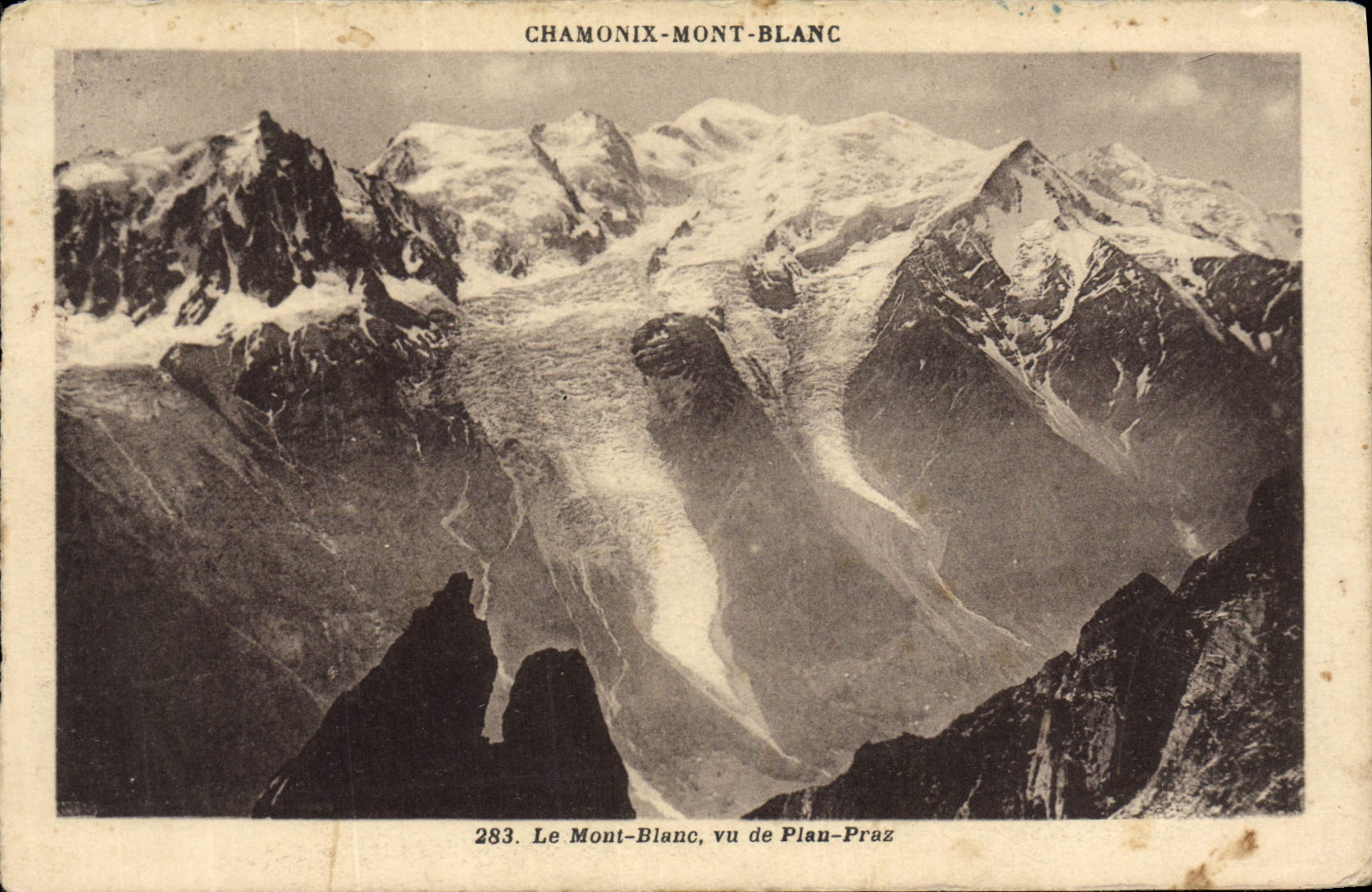 Vintage Postcard Mont Blanc Mont Blanc viewed from Plau Praz