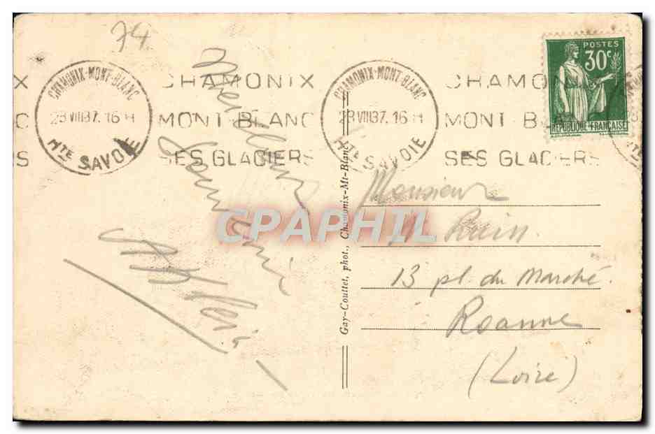 Vintage Postcard Mont Blanc Mont Blanc viewed from Plau Praz — Back
