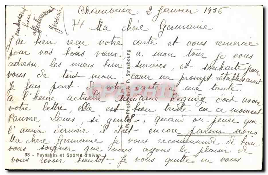 Paysage hivernal enneigé — éditeur C.A.B. — n°38 — Rückseite