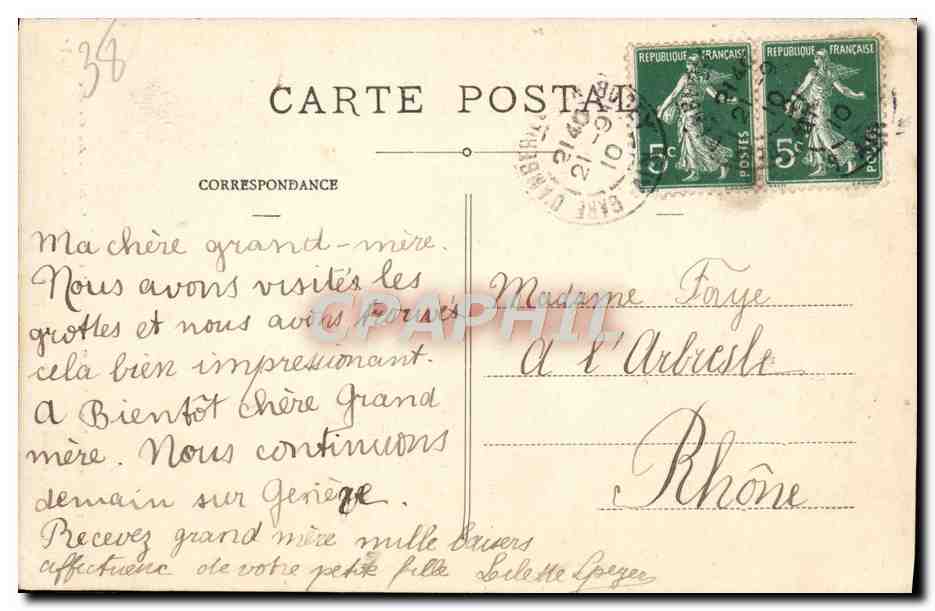 La Balme-les-Grottes (Isère) — Intérieur des Grottes — H. Bonhomme, nouveau concessionnaire — Reverso